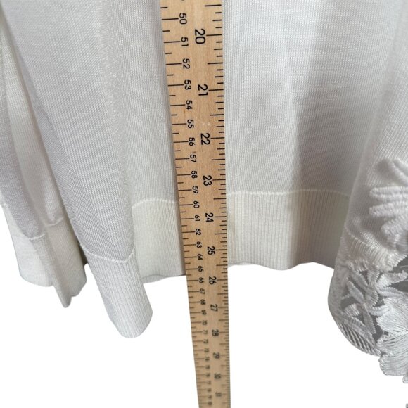 Semicouture Sweater Womens Medium White Embroidered Floral Mesh Lightweight - Picture 7 of 11